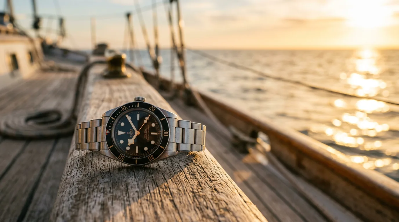 Montre nautique sur pont en bois