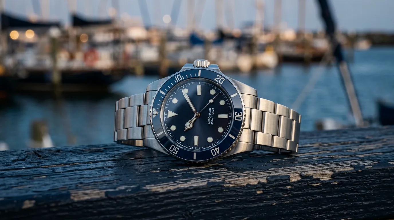 Montre de plongée Spinnaker sur fond nautique élégant