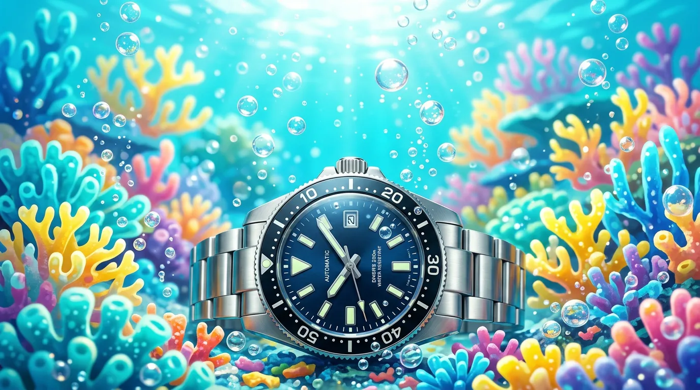 Montre de plongée thème océan coloré