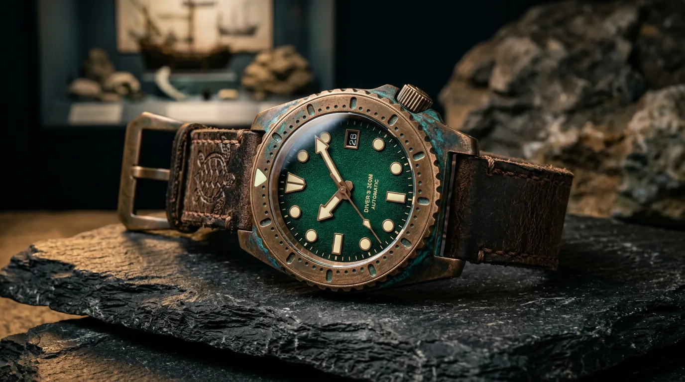 Montre de plongée Spinnaker Tesei boîtier bronze