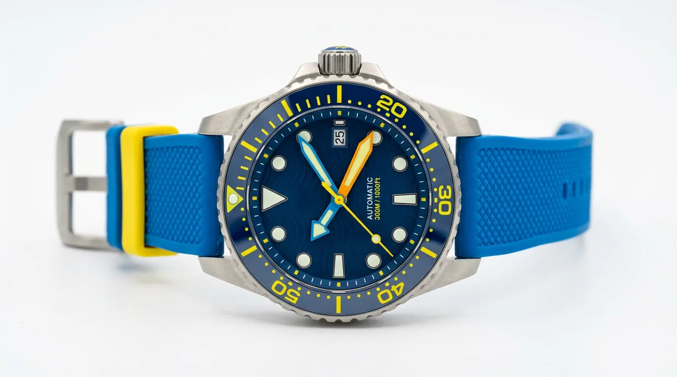 Montre de plongée colorée thème fun style récif